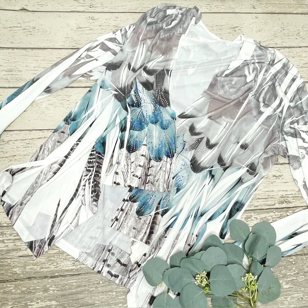 Unbranded Bird Feather Print Cardigan